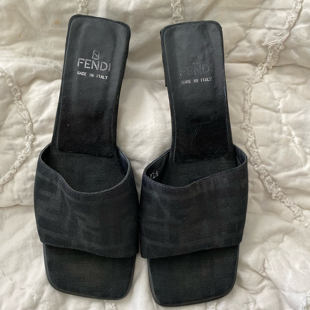 Vintage Fendi Zucca Monogram Mule Heels